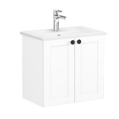 Vitra Root Classic 68631 Lavabo Dolabı, Kapaklı, 60 Cm, Dar, Mat Beyaz, Köşeli Lavabolu